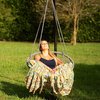 Snow Joe Bliss Hammocks Macrame Swing Chair w Fringe  Padded Cushion BHC-102GRY